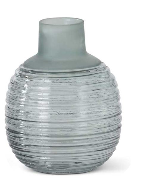 Frosted Sage Green Ribbed Bottle Neck Vase (Various Sizes)