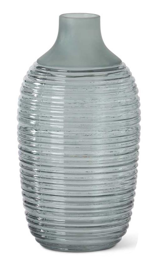 Frosted Sage Green Ribbed Bottle Neck Vase (Various Sizes)
