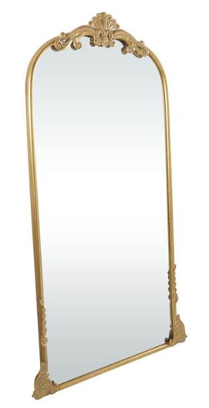 Floral Arched Metal Framed Mirror, Gold