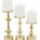Gold Aluminum Pillar Candleholders, Set of 3