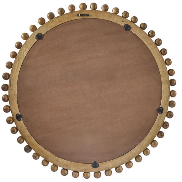 Round Mango Wood Beaded Mirror
