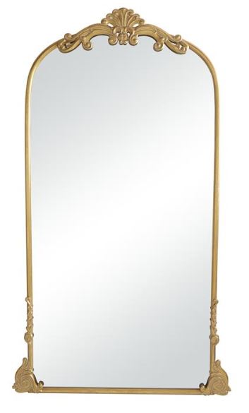 Floral Arched Metal Framed Mirror, Gold
