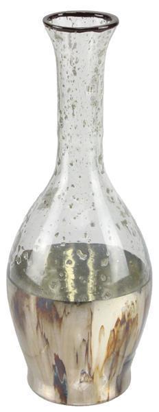 Seeded Glass Vase with Silver Trim, Tall
