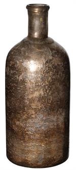 Gold/Brown Foil Glass Bottle Vase, Tall