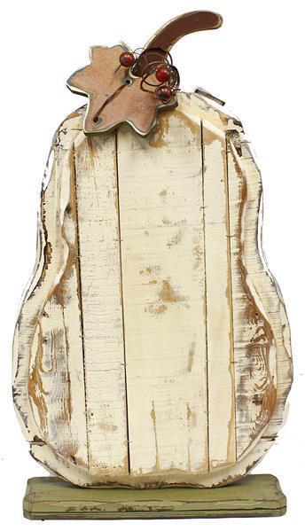 Large Wood Pumpkin, White