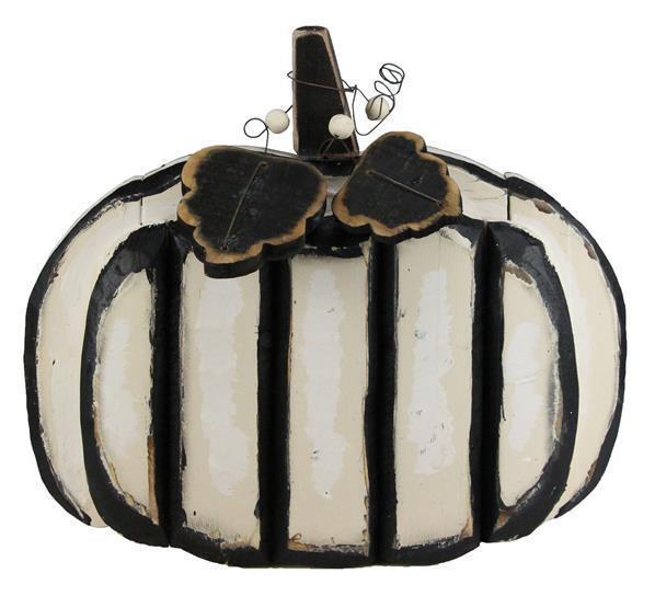 Wood Pumpkin, Black & White Striped (Various Styles)