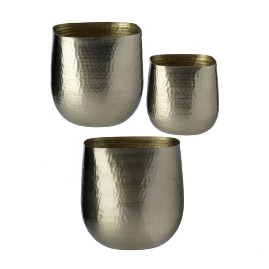 Metal Rounded Square Planter, Antique Gold (Various Sizes)