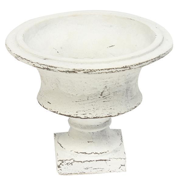 White Distressed Resin Compote