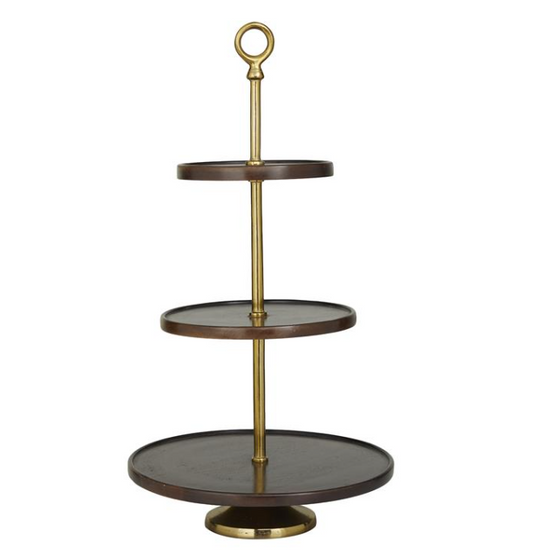 Dark Brown Mango Wood 3-Tiered Server