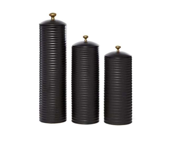 Black Ceramic Modern Jars, Set of 3