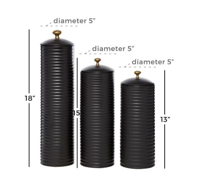 Black Ceramic Modern Jars, Set of 3