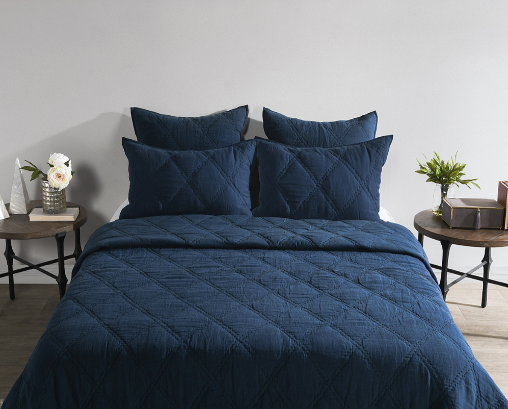 Caleb Hand Stitched Midnight Blue 4 Piece King Set