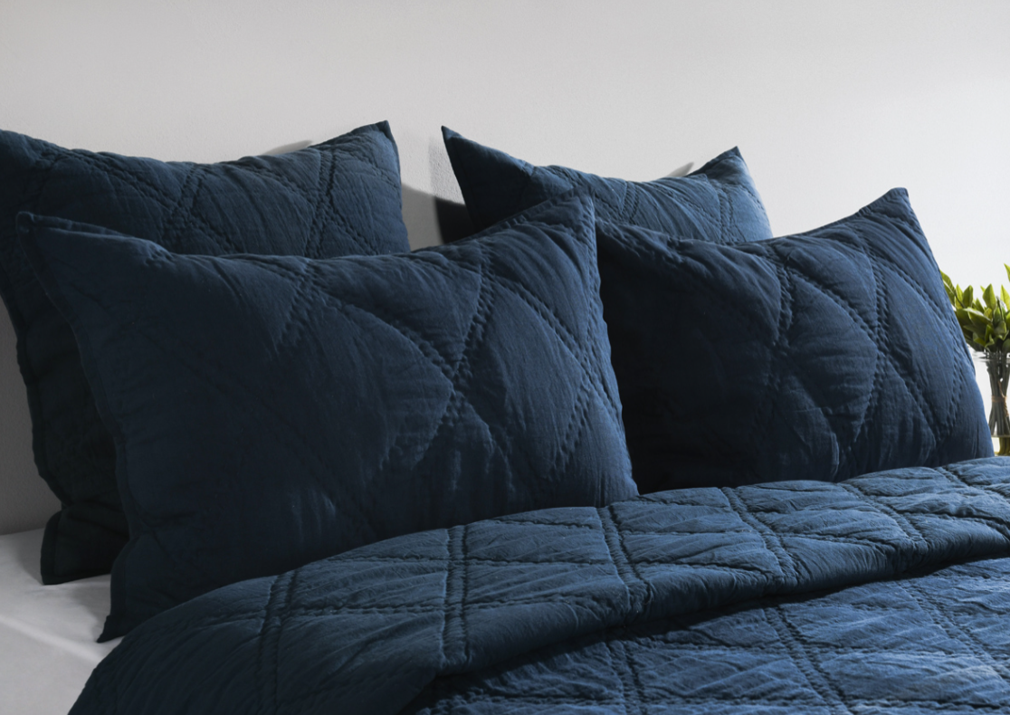 Caleb Hand Stitched Midnight Blue 4 Piece King Set