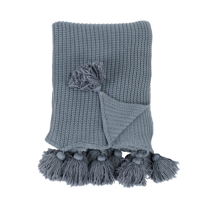 Veda Throw, Sea Fog Blue