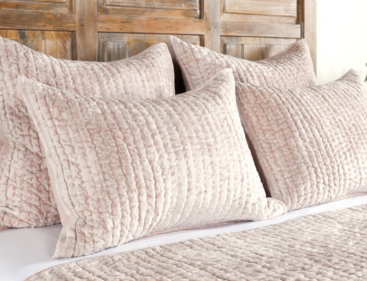 Bari Bliss Pink 4 Piece King Quilt Set, Velvet