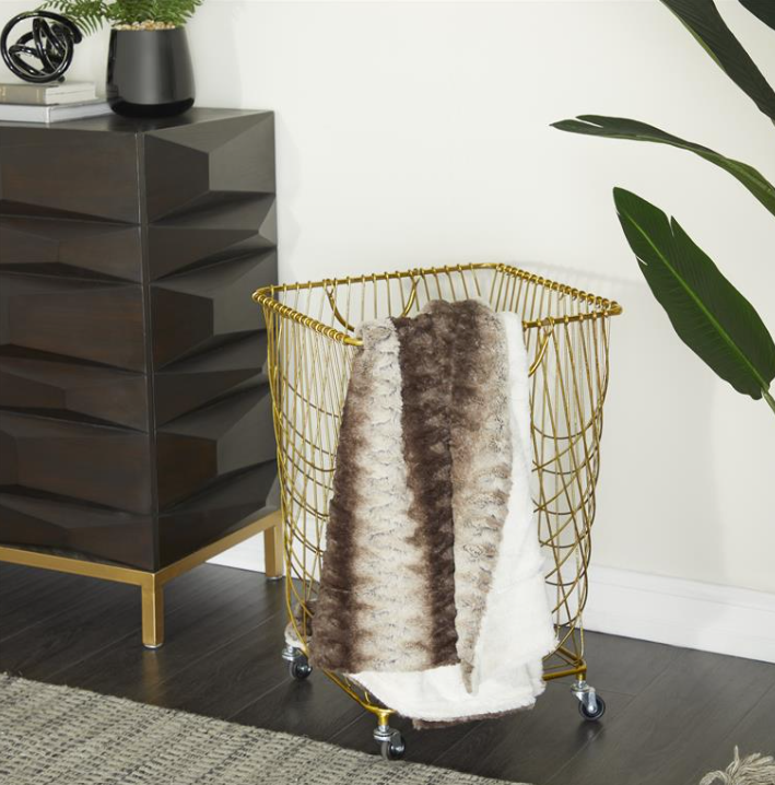 Gold Metal Industrial Storage Basket