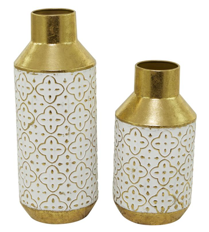 Gold Metal Modern Embossed Vase (Various Sizes)