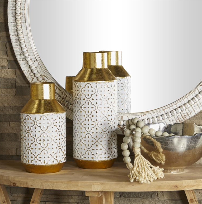 Gold Metal Modern Embossed Vase (Various Sizes)