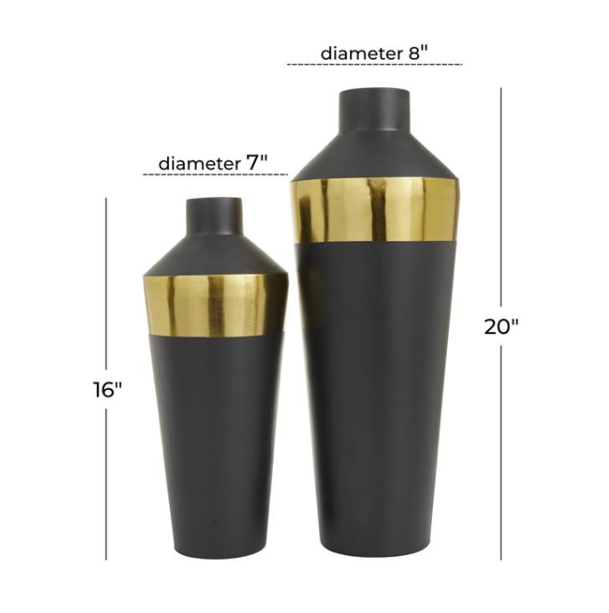 Black and Gold Metal Modern Vase (Various Sizes)