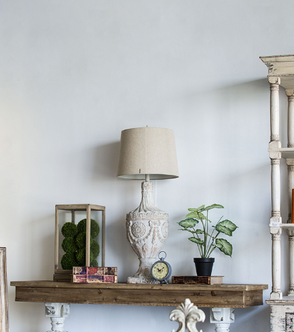 White Carved Table Lamp