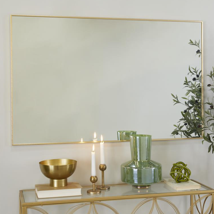 Simplistic Gold Metal Wall Mirror