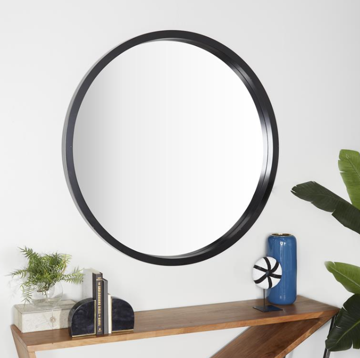 Black Wood Contemporary Wall Mirror