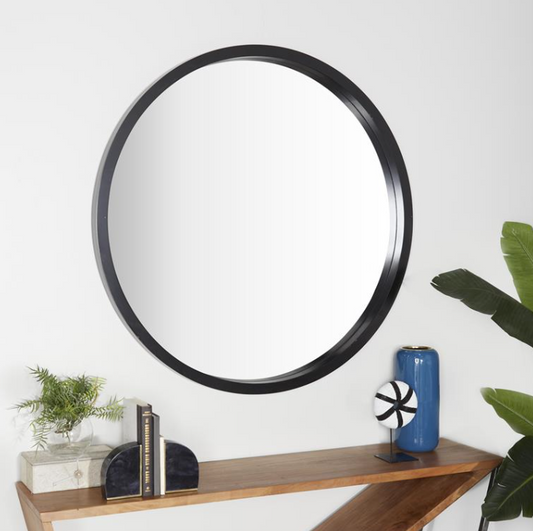 Black Wood Contemporary Wall Mirror