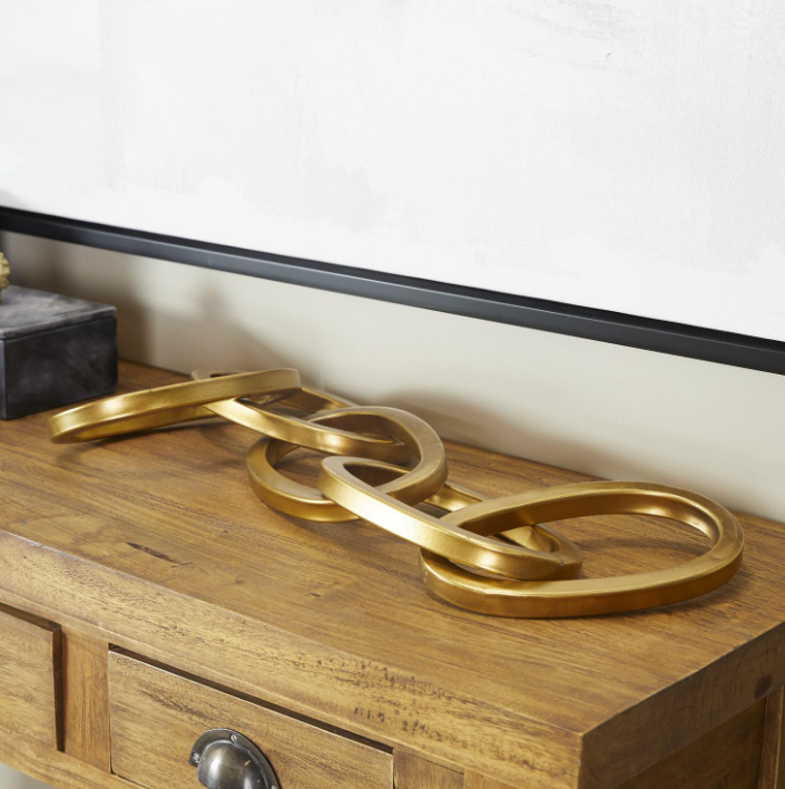 Gold Metal Modern Chain Sculpture