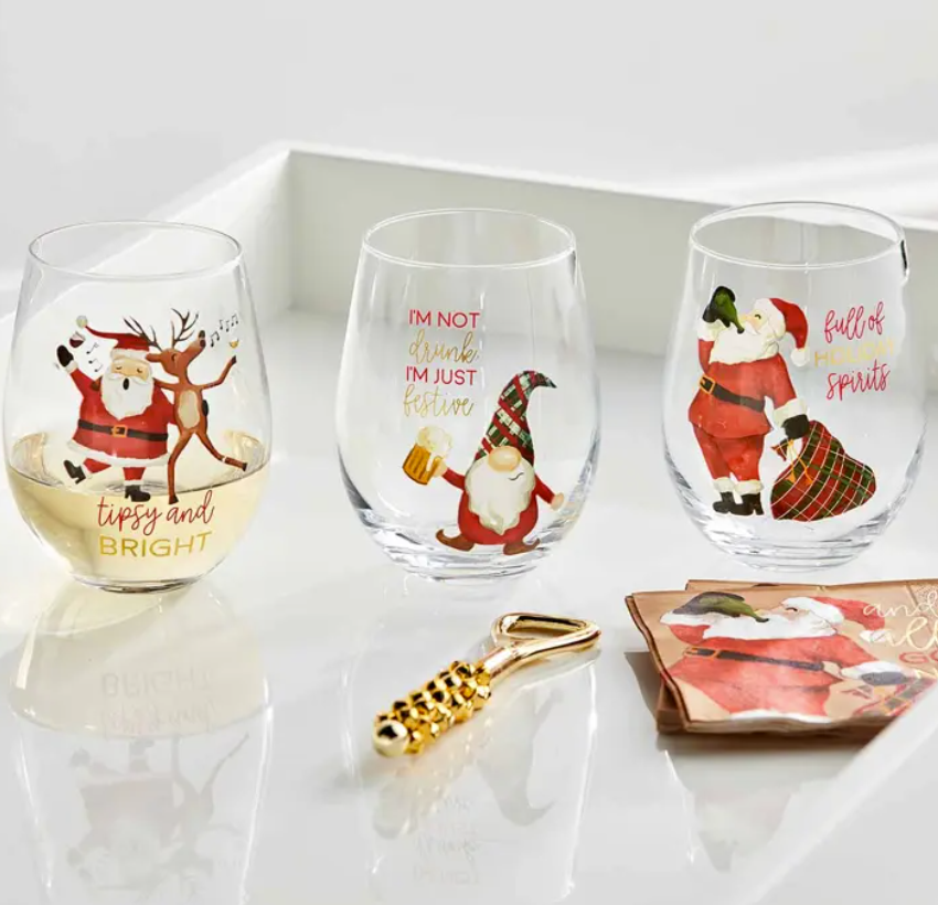 Christmas Drinking Wine Glass (Various Styles)