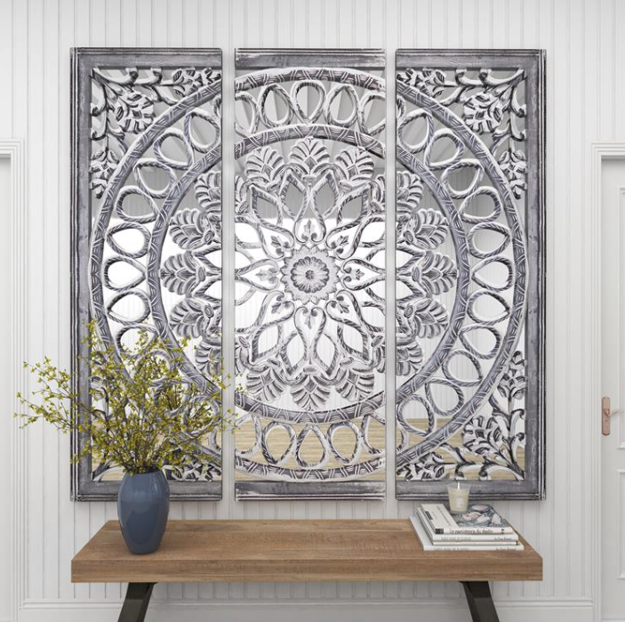 Wood Mirror Wall Panels, Set of 3