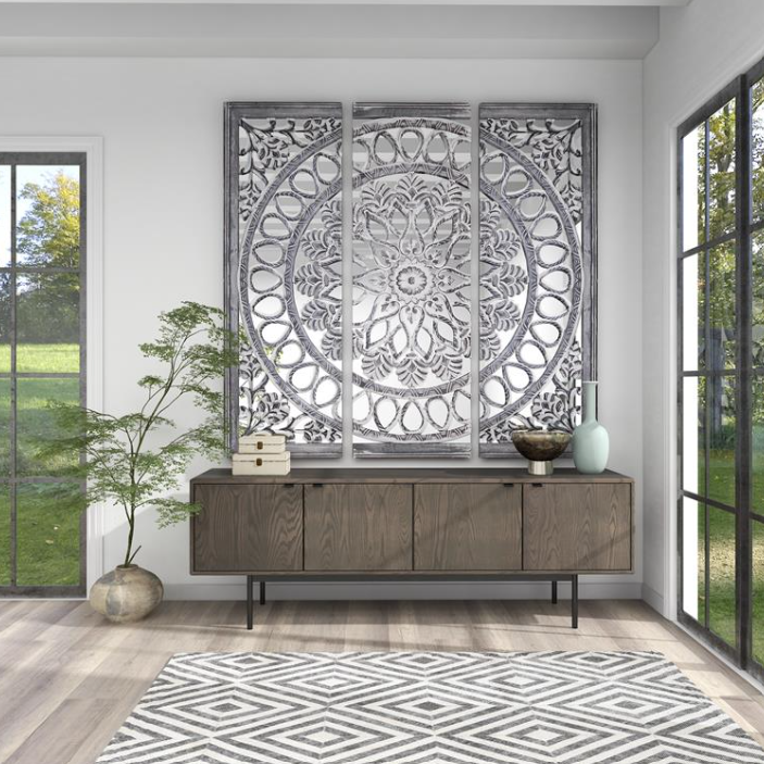 Wood Mirror Wall Panels, Set of 3