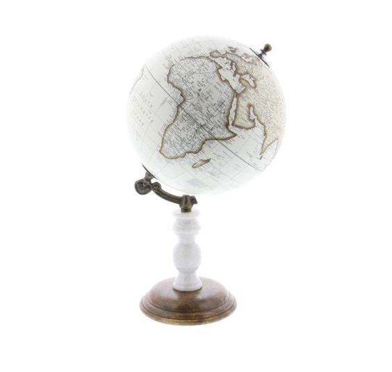 White Marble and Metal Globe