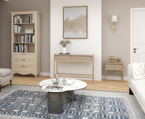 Silver and Wood Glam Console Table