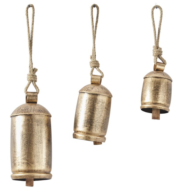 Gold Metal Decorative Bells, Set of 3