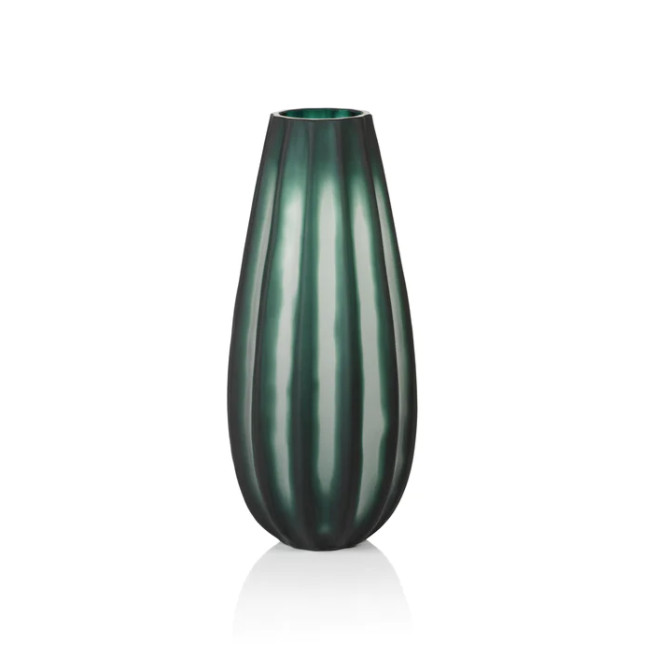 Féraud Handmade Glass Hurricane, Dark Green (Short)