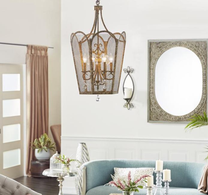 Distressed Gold Metal Chandelier