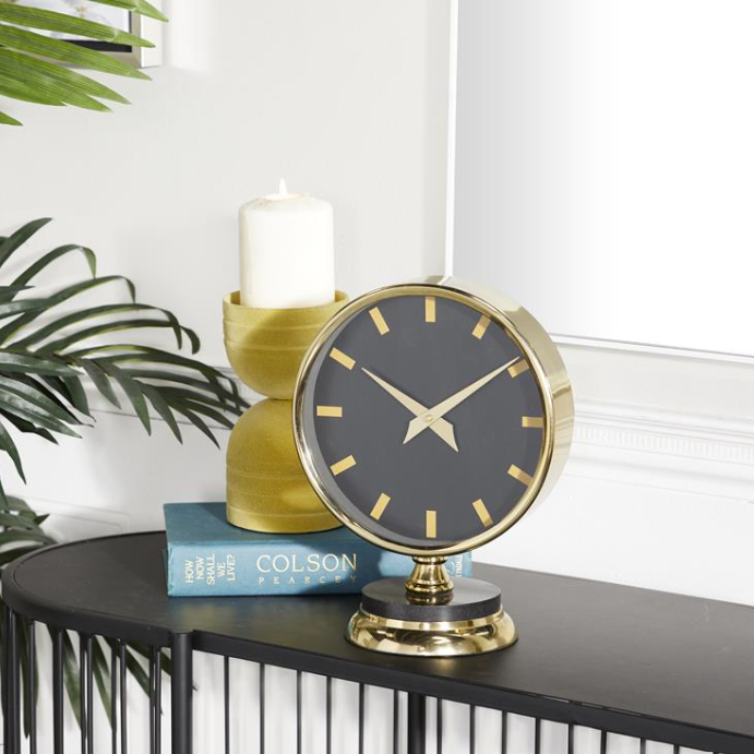 Black and Gold Modern Clock (Various Sizes)