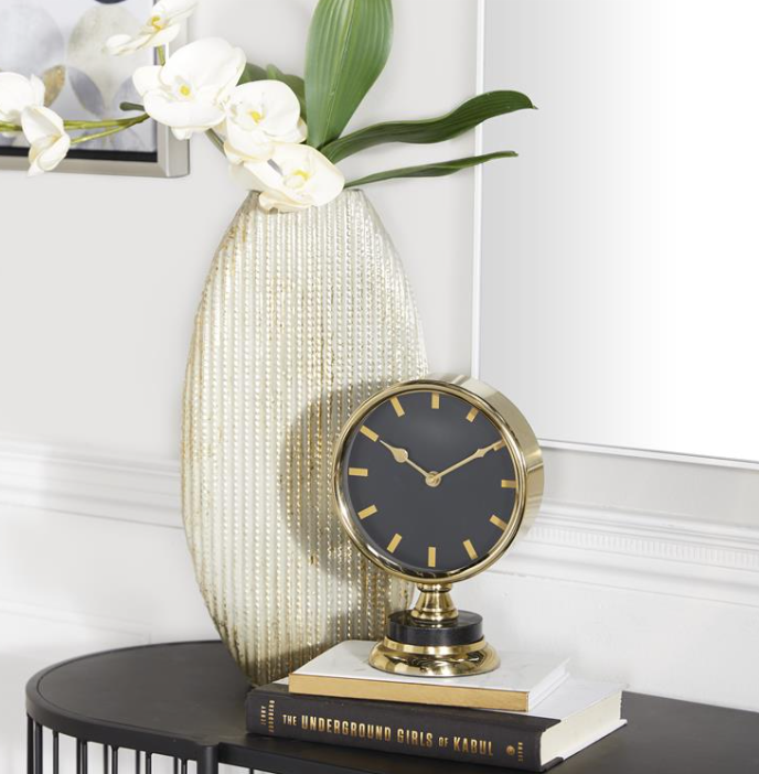 Black and Gold Modern Clock (Various Sizes)