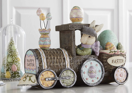 11" Happy Easter Glittered Bunny Train