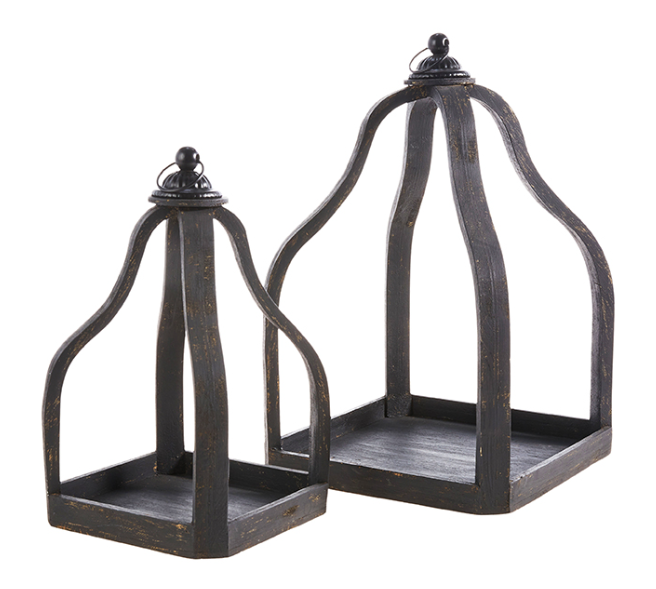 Distressed Open Lantern, Black (Various Sizes)