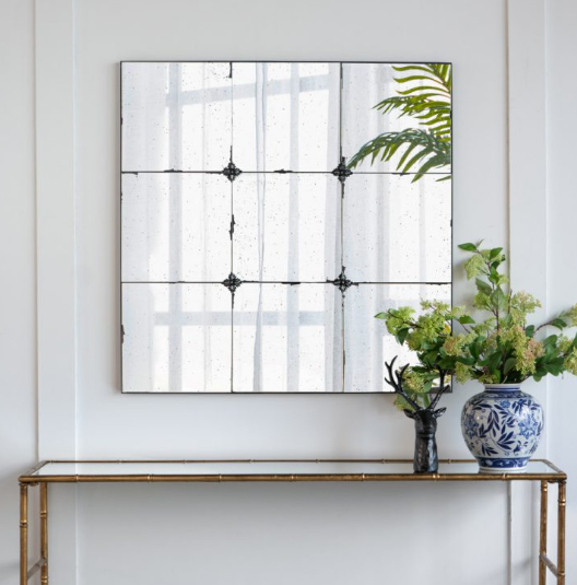 Antique Glass Square Wall Mirror