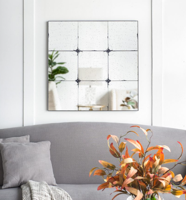 Antique Glass Square Wall Mirror