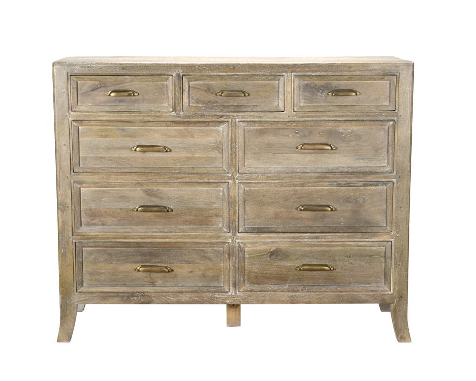 Francesca 9 Drawer Dresser, Vintage Taupe