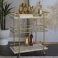 Gold Marble and Glass Rolling Bar Cart