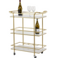 Gold Marble and Glass Rolling Bar Cart