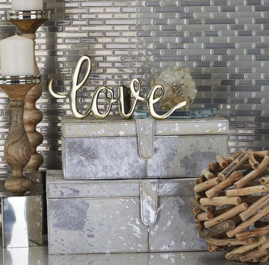 Silver Leather Hide Boxes, Set of 2