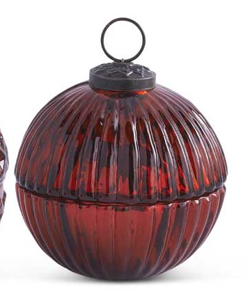 Small Mercury Glass Lidded Ornament Candle, Red (Various Styles)