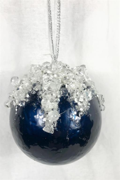 4.5" Icy Ball Ornament, Royal Blue
