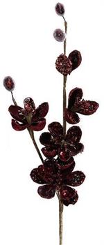34" Wild Mini Magnolia Spray, Burgundy