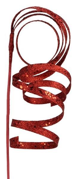 23.5" Curly Glitter Ribbon Pick, Red